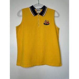 Vtg Walt Disney World Winnie the Pooh Tigger Sleeveless Polo Shirt Sz L Yellow